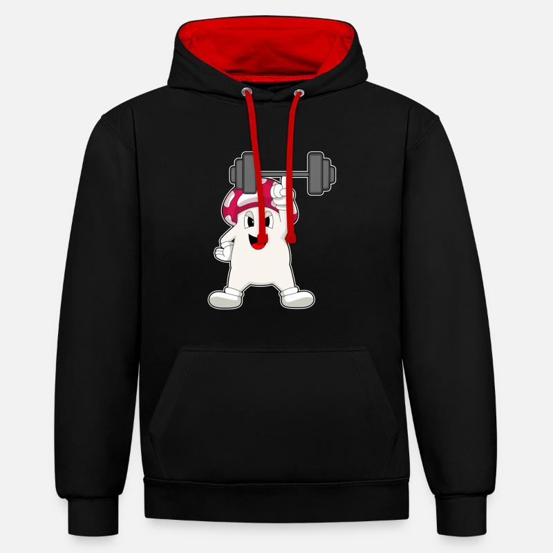 Champignon Bodybuilding Haltère - Sweat à capuche contrasté - noir/rouge