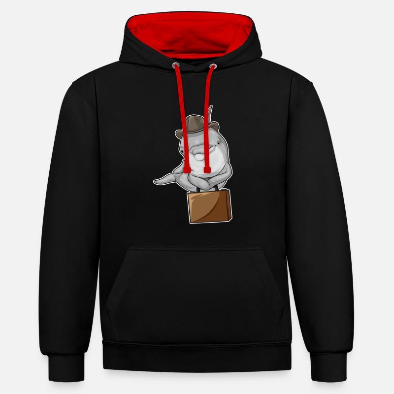 Porte-documents Delfin Entrepreneur - Sweat à capuche contrasté - noir/rouge