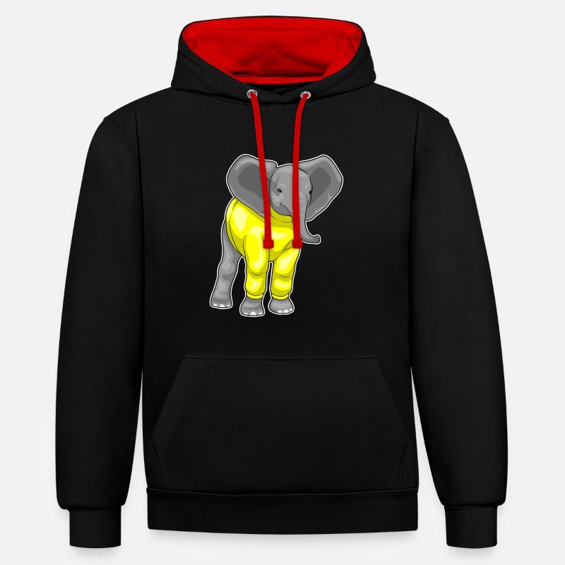 Éléphant d’hiver - Sweat à capuche contrasté - noir/rouge