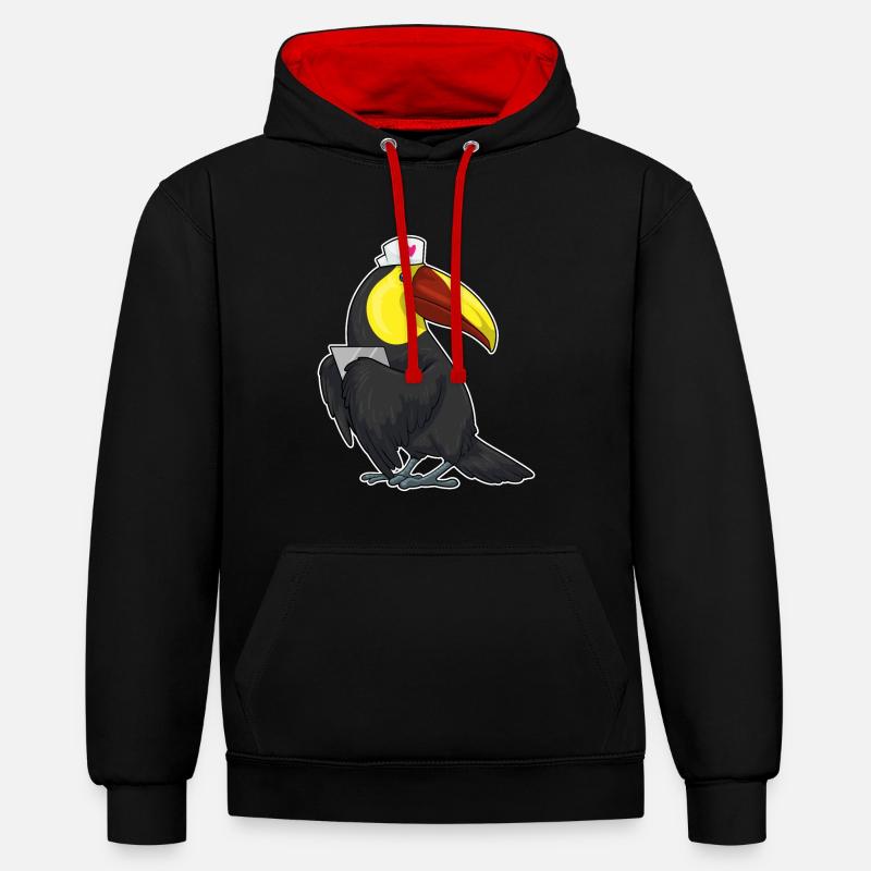 Bloc-notes de Toucan Nurse - Sweat à capuche contrasté - noir/rouge