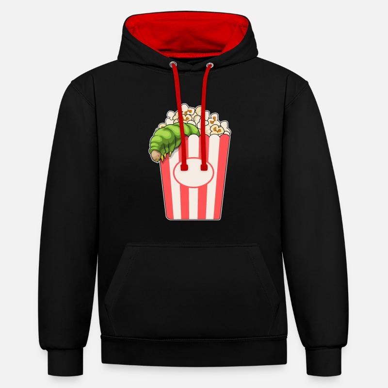 Maïs soufflé chenille - Sweat à capuche contrasté - noir/rouge