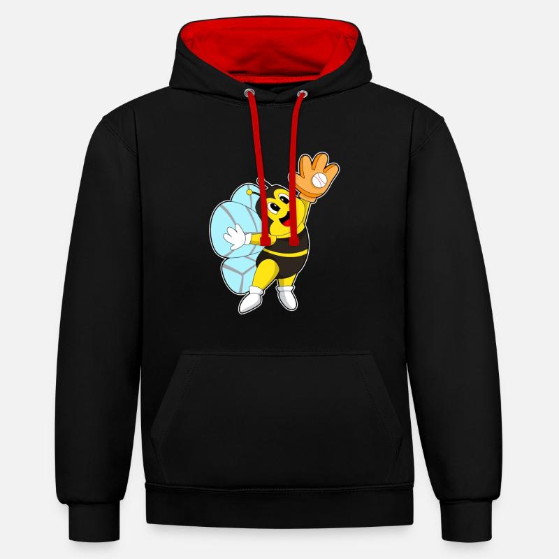 Gant de baseball Bee Baseball - Sweat à capuche contrasté - noir/rouge