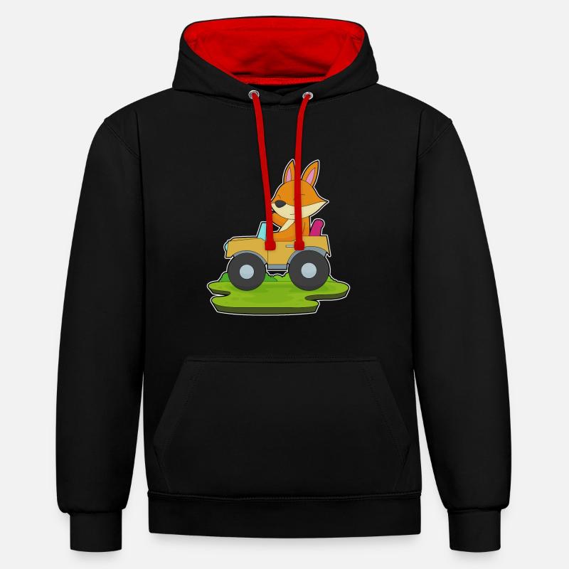 Fuchs Auto - Sweat à capuche contrasté - noir/rouge