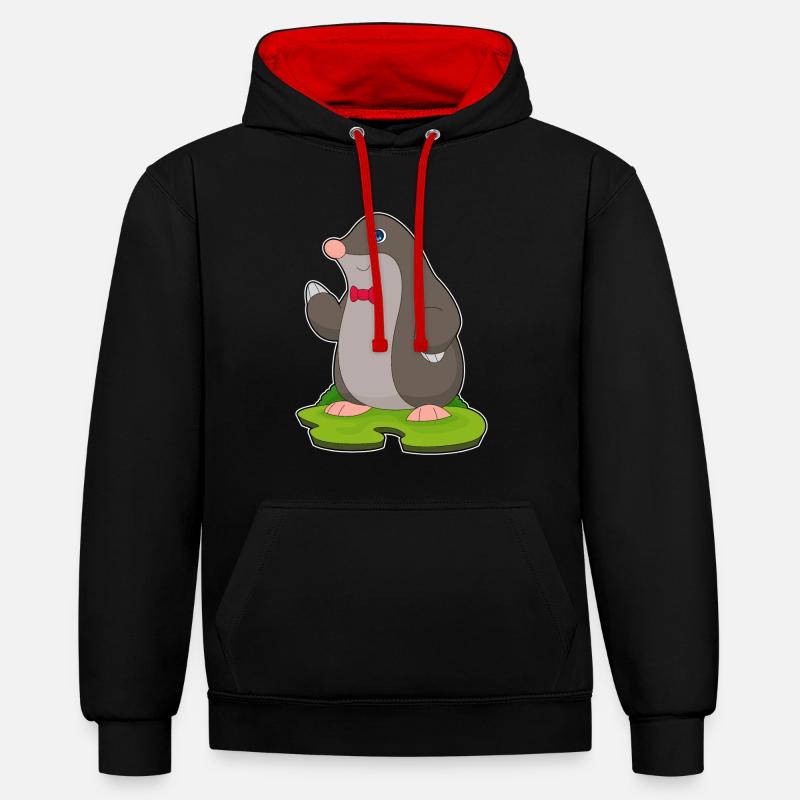 Noeud papillon Mole Gentleman - Sweat à capuche contrasté - noir/rouge