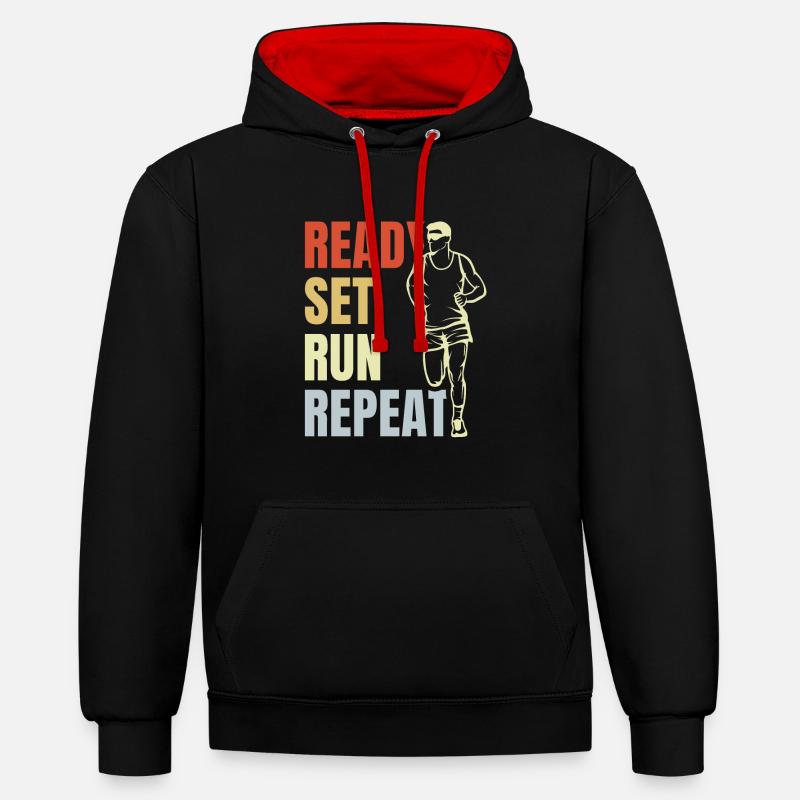 Répétition d’exécution prédéfinie - Sweat à capuche contrasté - noir/rouge