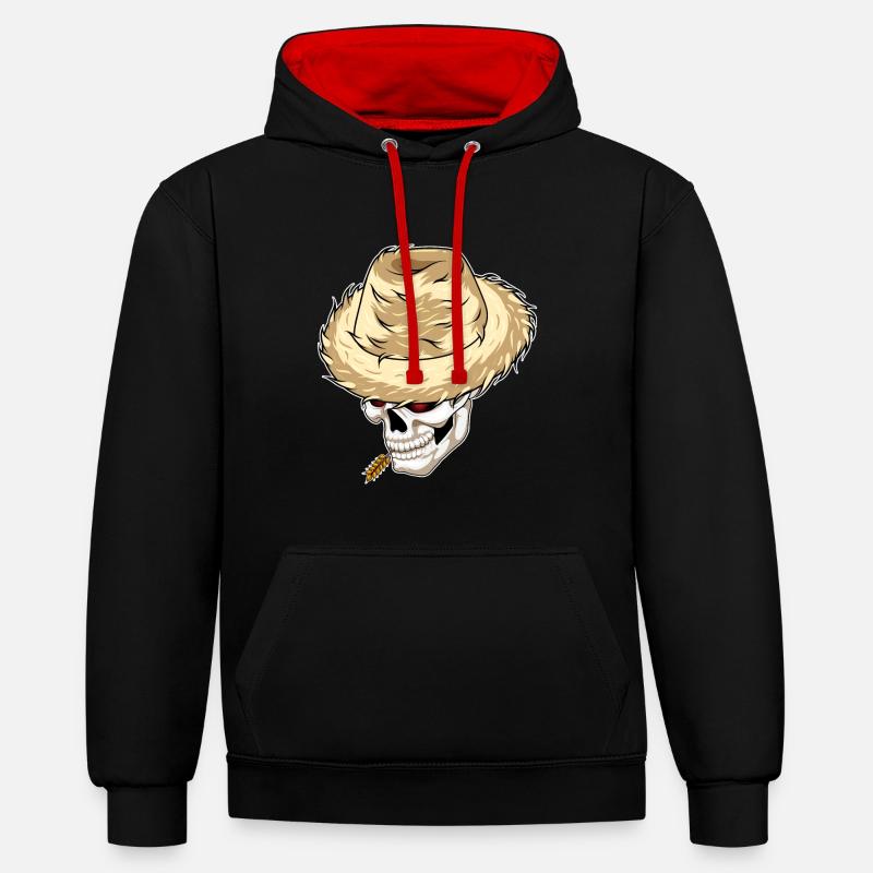 Ferme de blé Skull Farmer - Sweat à capuche contrasté - noir/rouge