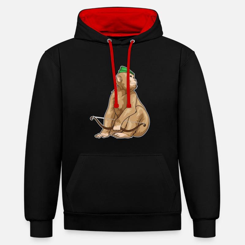 Arc Monkey Archer - Sweat à capuche contrasté - noir/rouge