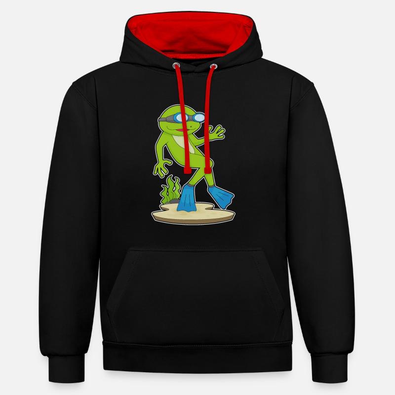 Plongeon de plongée de nage - Sweat à capuche contrasté - noir/rouge