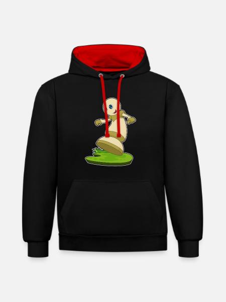 Pièces d’échecs pion échecs - Sweat à capuche contrasté - noir/rouge