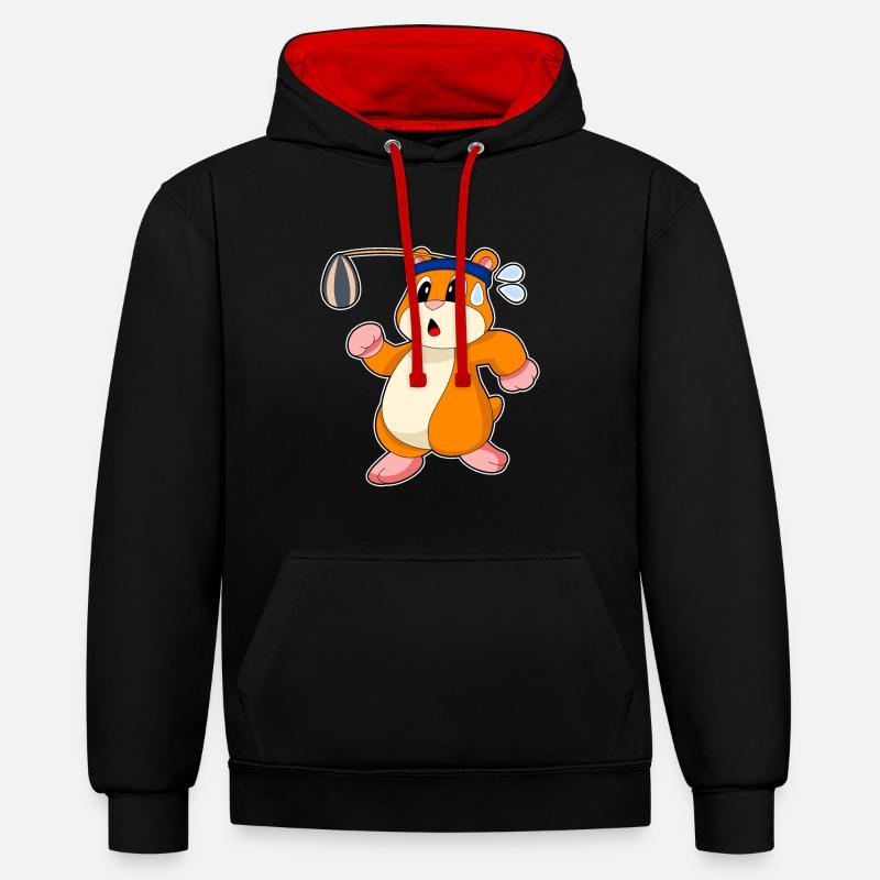 Graines de hamster - Sweat à capuche contrasté - noir/rouge