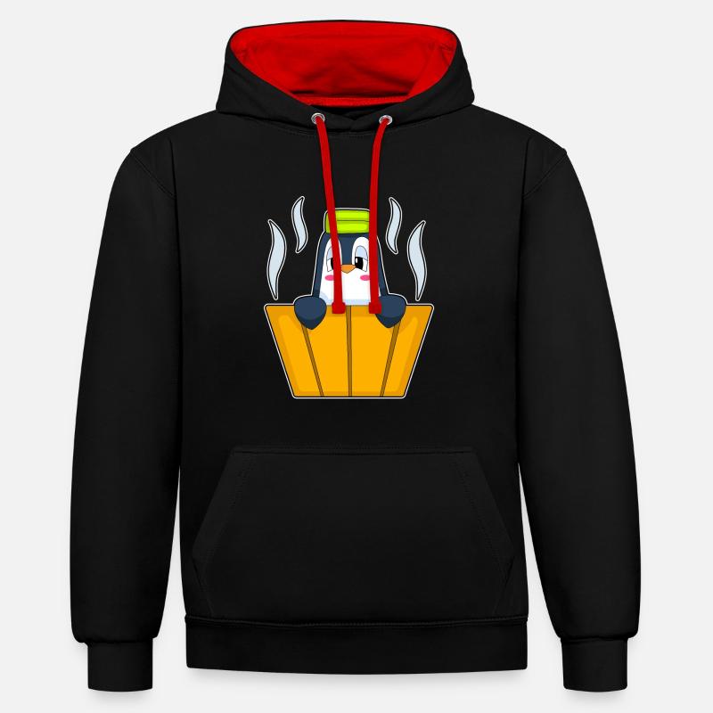 Baignoire pingouin - Sweat à capuche contrasté - noir/rouge