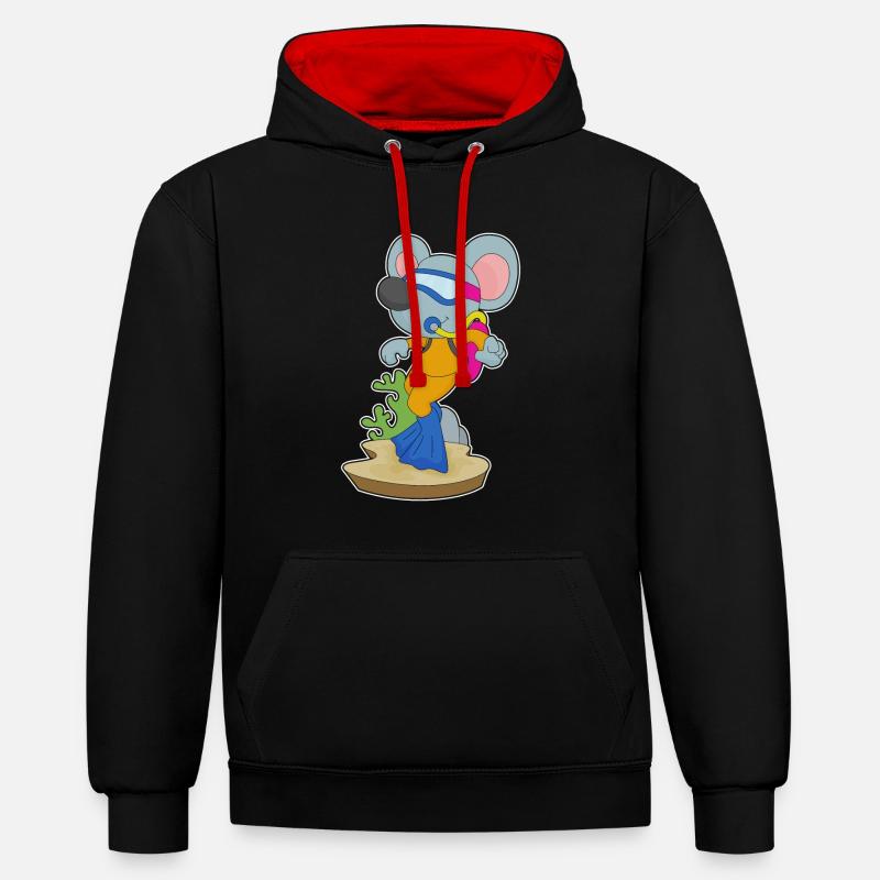 Souris Plongeur Bouteille d’oxygène Plongée - Sweat à capuche contrasté - noir/rouge