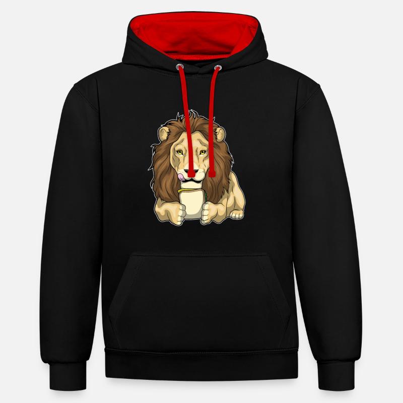 Lion Sandwich - Sweat à capuche contrasté - noir/rouge