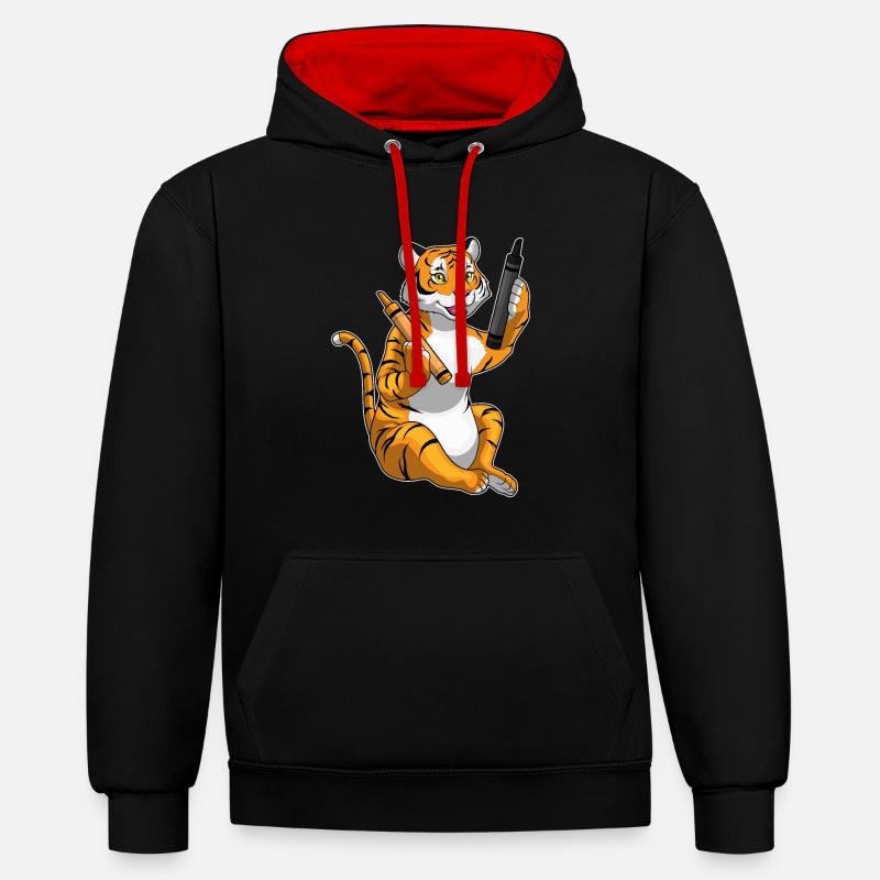 École de crayon Tiger Pupil - Sweat à capuche contrasté - noir/rouge