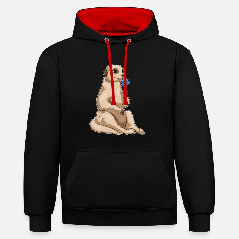 Erdmännchen Lutscher - Kontrast-Hoodie - Schwarz/Rot