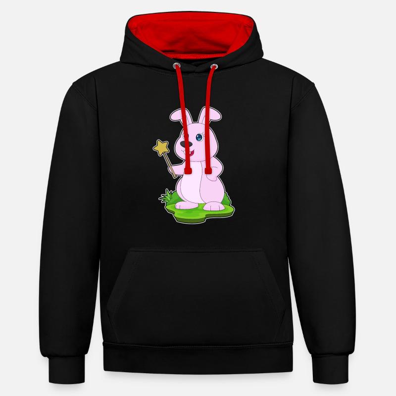 Baguette de sorcier lapin - Sweat à capuche contrasté - noir/rouge
