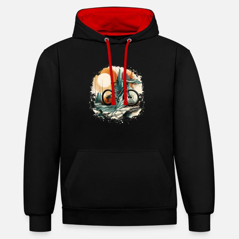 Amateurs de VTT - Sweat à capuche contrasté - noir/rouge