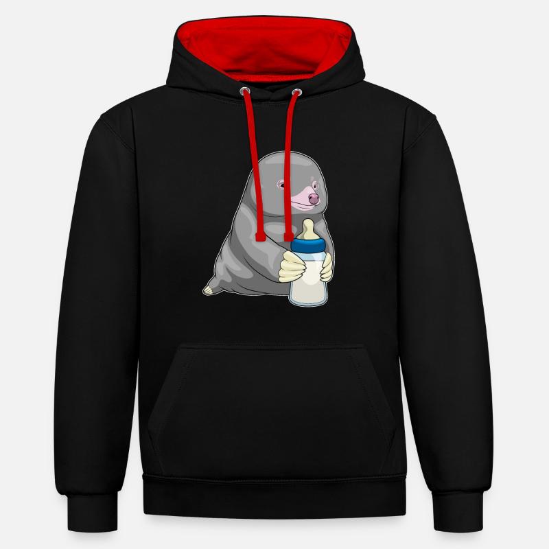 Mole Lait de biberon - Sweat à capuche contrasté - noir/rouge