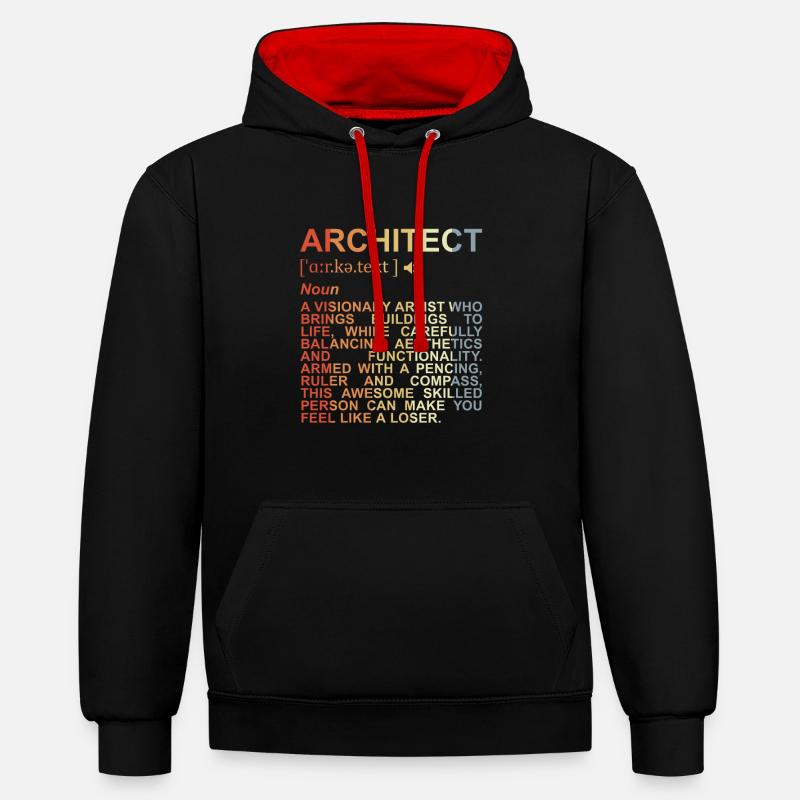 Architecte Explication des termes - Sweat à capuche contrasté - noir/rouge