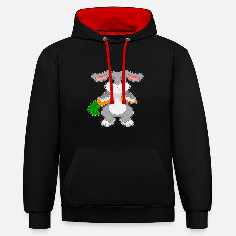 Lapin Carotte - Sweat à capuche contrasté - noir/rouge