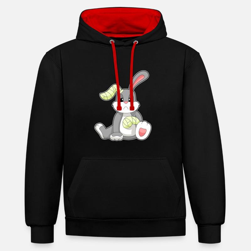 Bandage de lapin - Sweat à capuche contrasté - noir/rouge