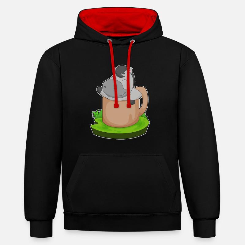 Tasse à cheval - Sweat à capuche contrasté - noir/rouge