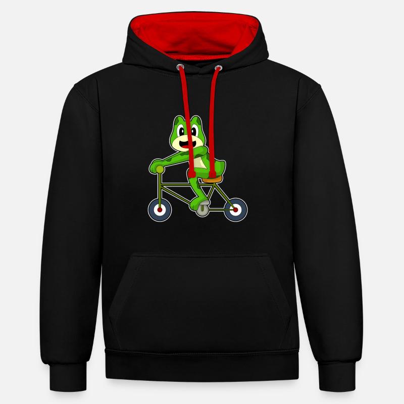 Vélo grenouille - Sweat à capuche contrasté - noir/rouge