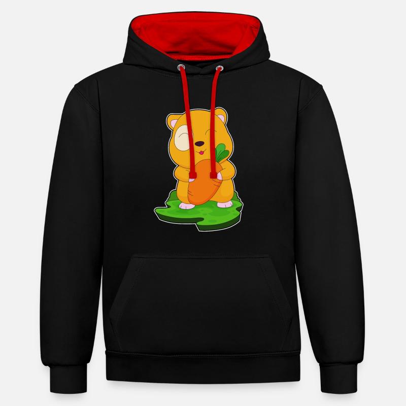 Hamster Carotte - Sweat à capuche contrasté - noir/rouge