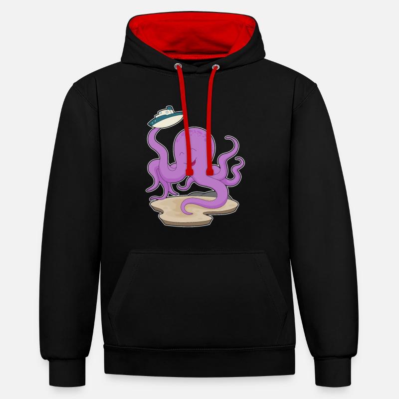 Bateau jouet Octopus - Sweat à capuche contrasté - noir/rouge