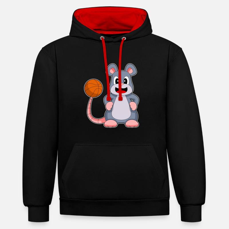 Souris Basketteur Basketteur - Sweat à capuche contrasté - noir/rouge