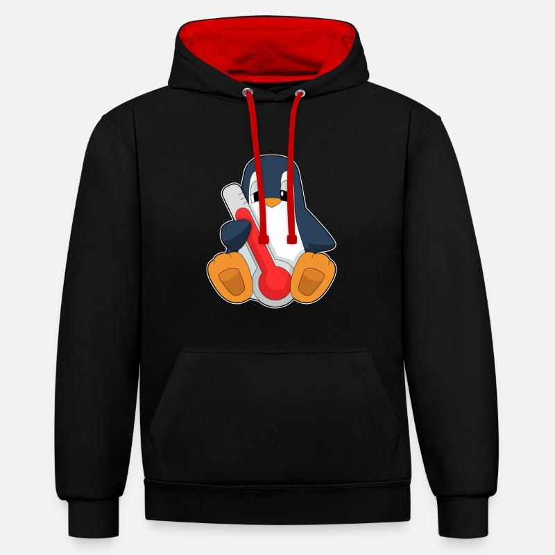 Thermomètre clinique Penguin - Sweat à capuche contrasté - noir/rouge