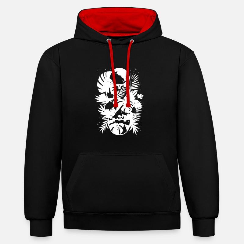 Graphismes de skateboard - Sweat à capuche contrasté - noir/rouge