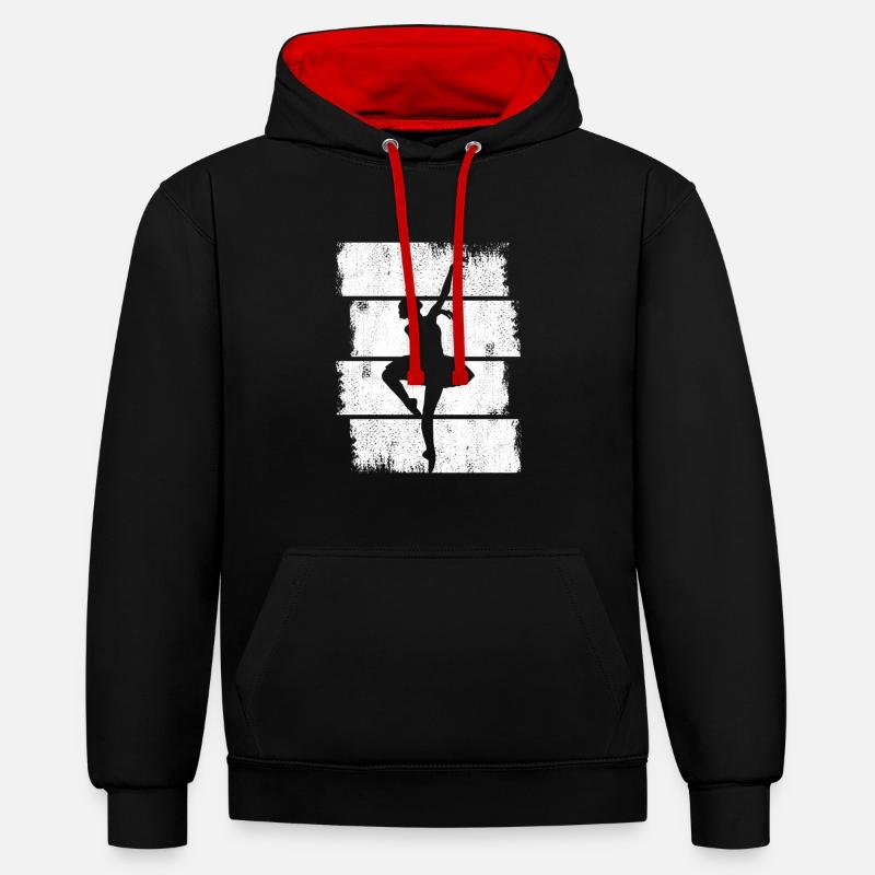 Dessin de danseuse de ballet - Sweat à capuche contrasté - noir/rouge