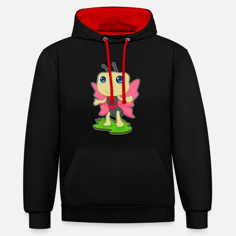 Noeud papillon - Sweat à capuche contrasté - noir/rouge