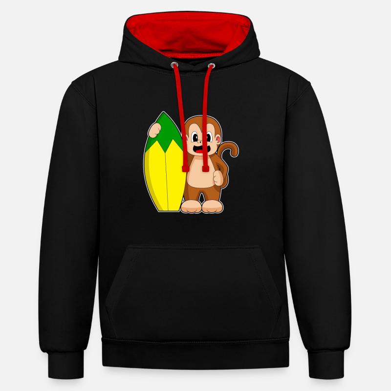 Monkey Banana Surf - Sweat à capuche contrasté - noir/rouge