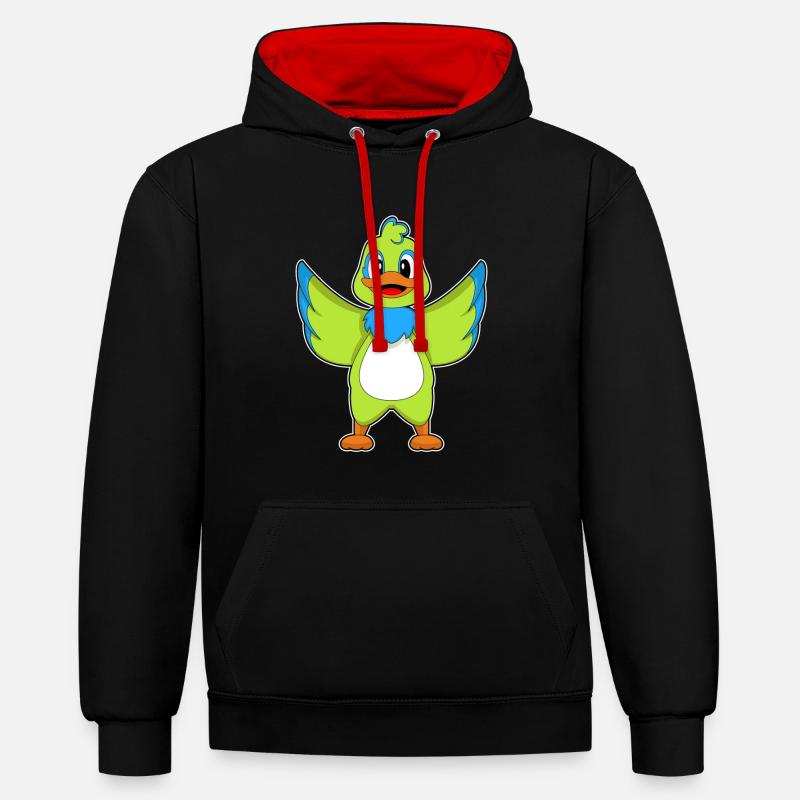 Perroquet canard - Sweat à capuche contrasté - noir/rouge