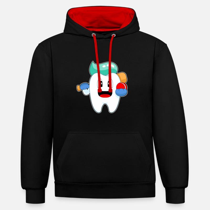 Tooth Cricket Cricket Bat - Sweat à capuche contrasté - noir/rouge