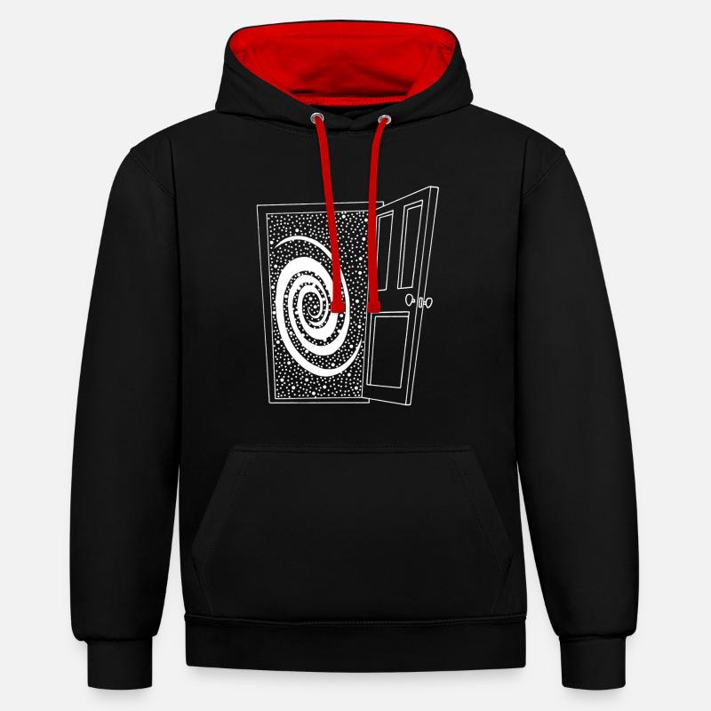 Porte ouverte sur l'univers - Sweat à capuche contrasté - noir/rouge