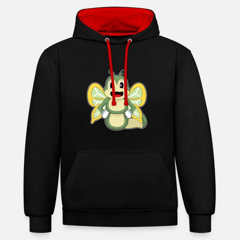 Ailes de chenille - Sweat à capuche contrasté - noir/rouge