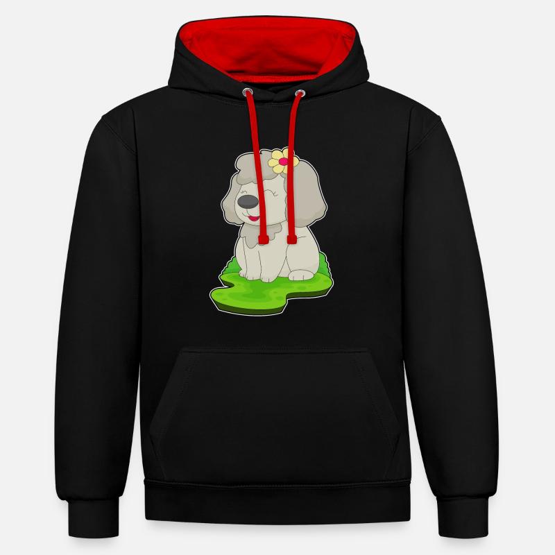 Fleur de chien - Sweat à capuche contrasté - noir/rouge