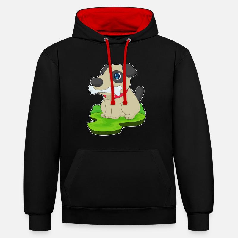 Os de chien - Sweat à capuche contrasté - noir/rouge