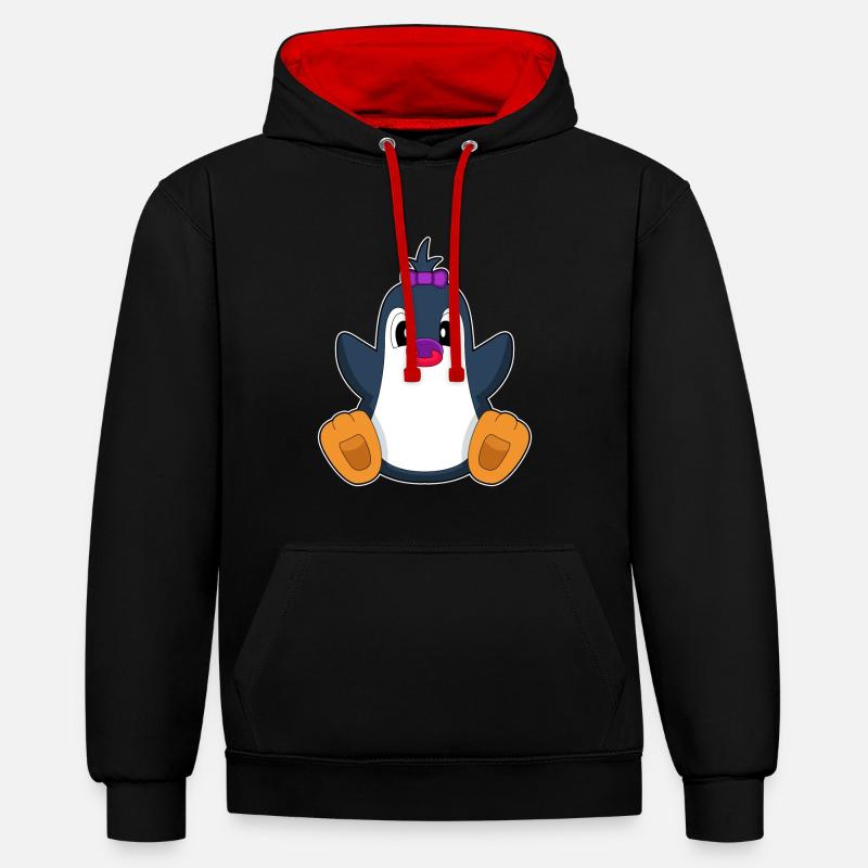 Sucette Penguin Baby - Sweat à capuche contrasté - noir/rouge