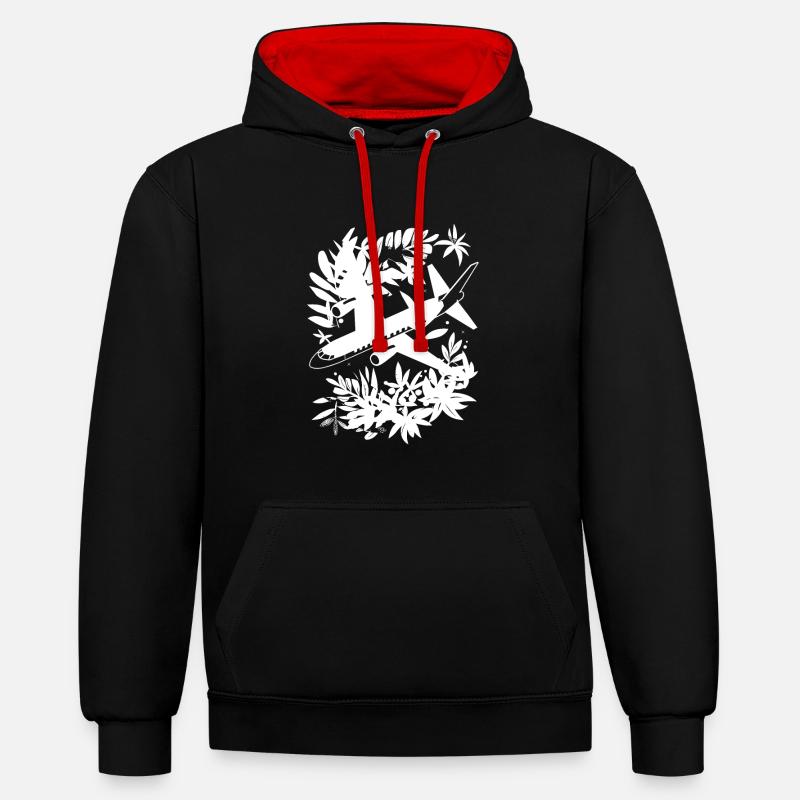 Style de bande dessinée d’avion - Sweat à capuche contrasté - noir/rouge