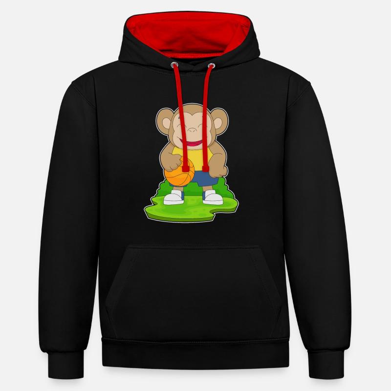 Singe Basketteur Basketteur - Sweat à capuche contrasté - noir/rouge