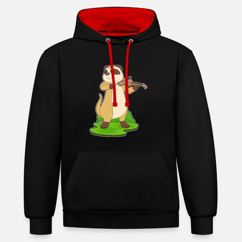 Suricate Musicien Violon - Sweat à capuche contrasté - noir/rouge