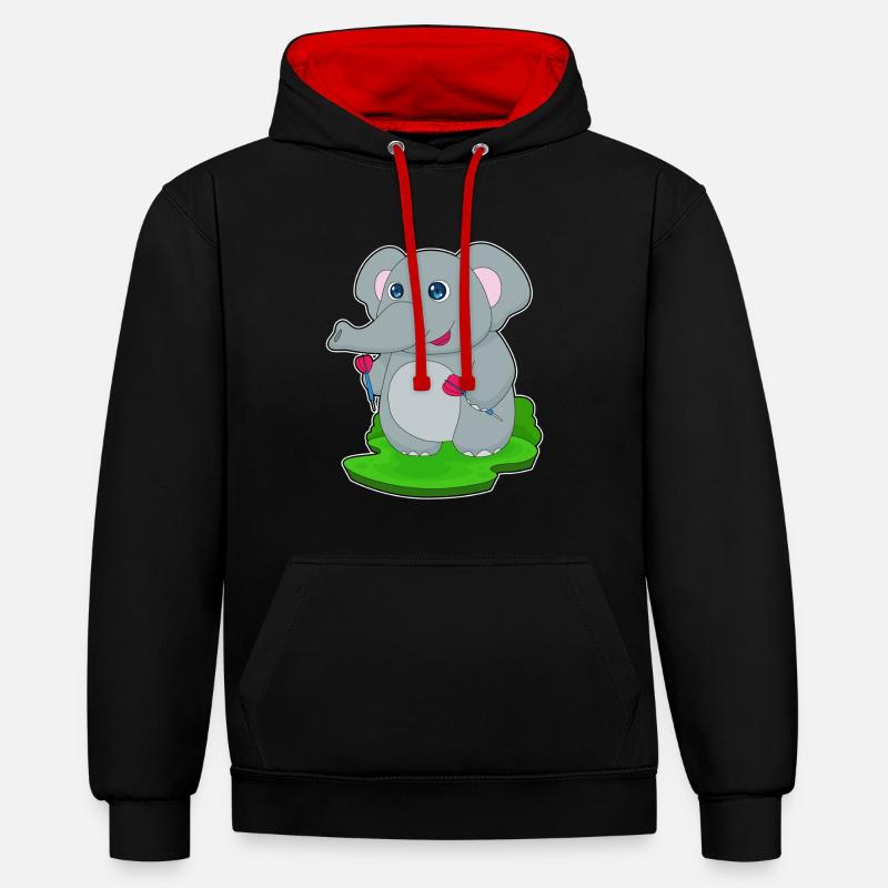 Fléchette éléphant Fléchette - Sweat à capuche contrasté - noir/rouge