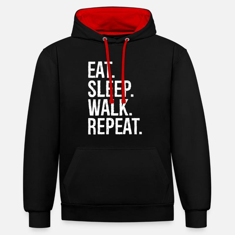 Manger Somnambule Marcher Répéter - Sweat à capuche contrasté - noir/rouge