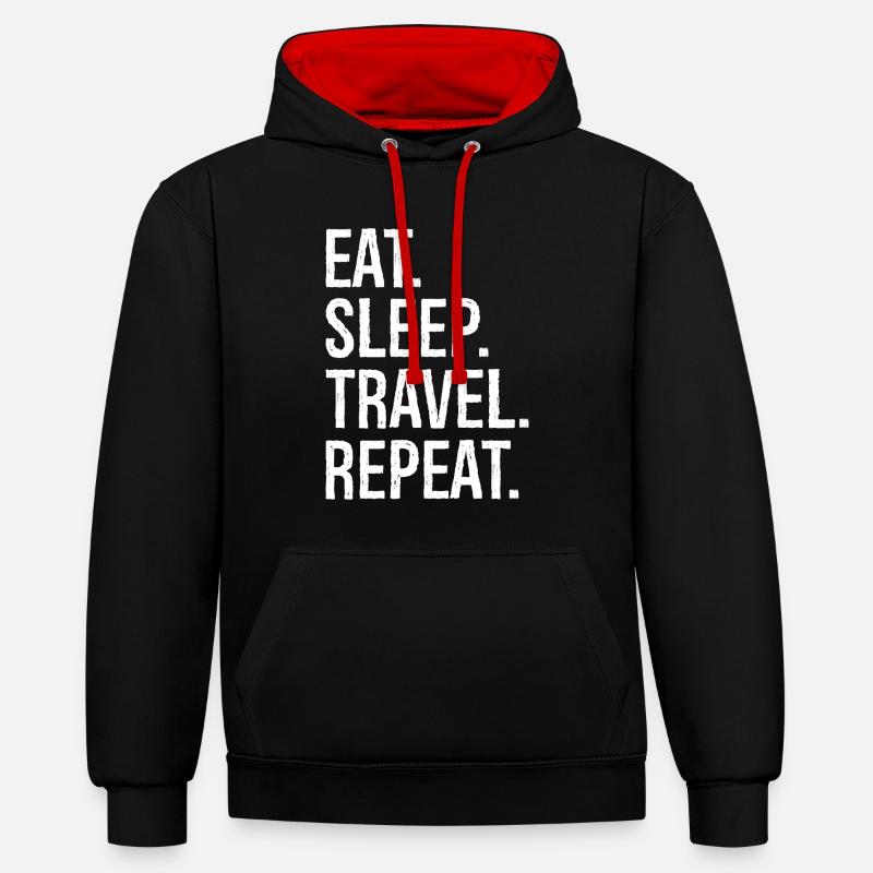 Manger dormir Voyager Répéter - Sweat à capuche contrasté - noir/rouge