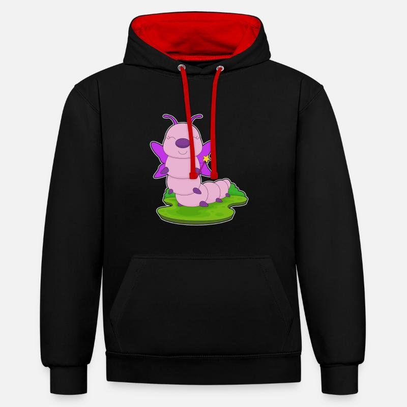 Baguette de fée chenille - Sweat à capuche contrasté - noir/rouge