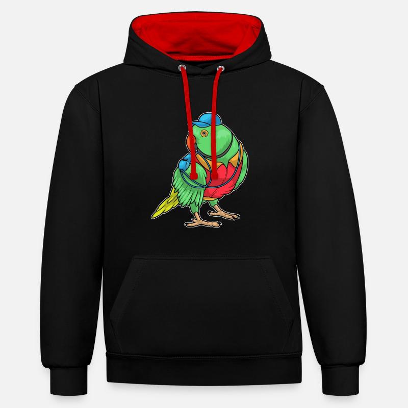 Sifflet d’arbitre Parrot - Sweat à capuche contrasté - noir/rouge